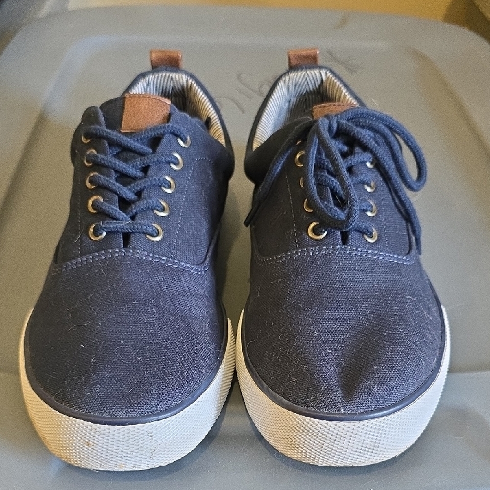 Goodfellow & Co Navy Blue Canvas Boat Shoes with White Soles